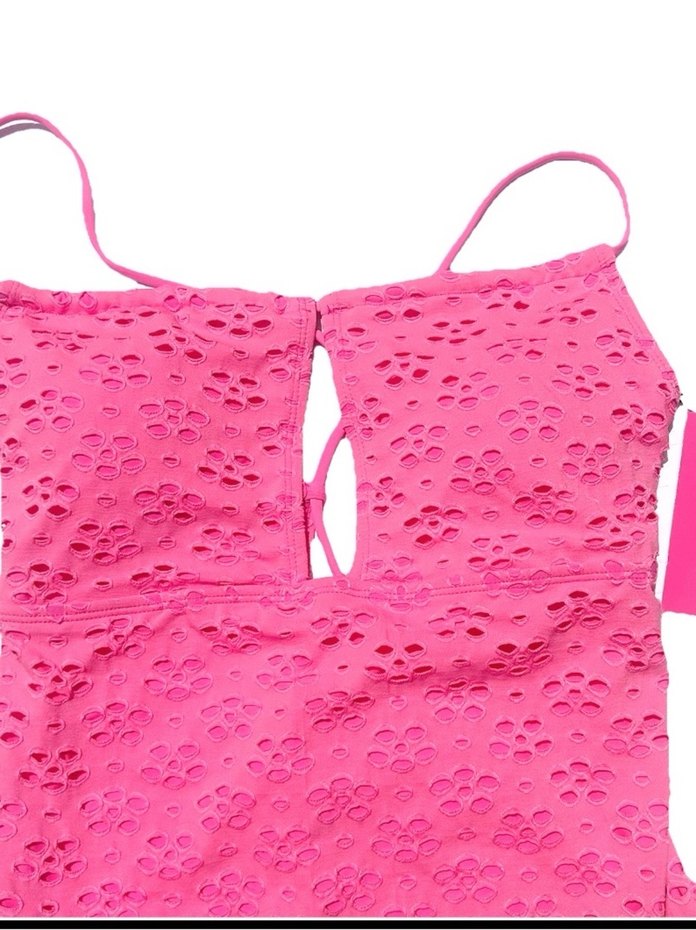 Betsey Johnson Sugar Plum ( pink) Eyelet Cut Out One Piece Swimsuit Size L NWT - Picture 6 of 9